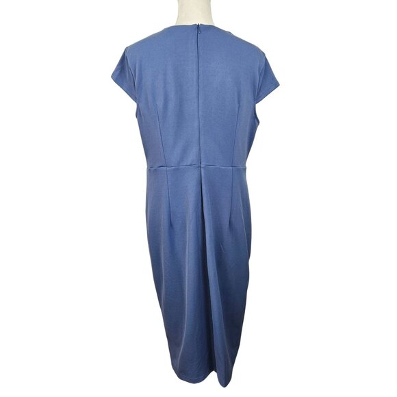Grace Karin Womens XL Blue Midi Dress Tie Waist & V-Neck Stylish Slit Elegant - Picture 3 of 12